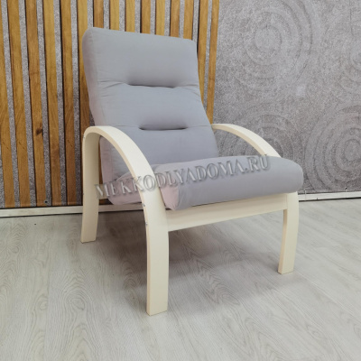 Кресло для отдыха Неаполь Модель 6 (Слоновая кость/Ткань серый Velutto 52)