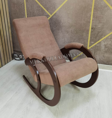 Кресло-качалка Неаполь Модель 3 (Орех-эмаль/Ткань коричневый Verona Brown)